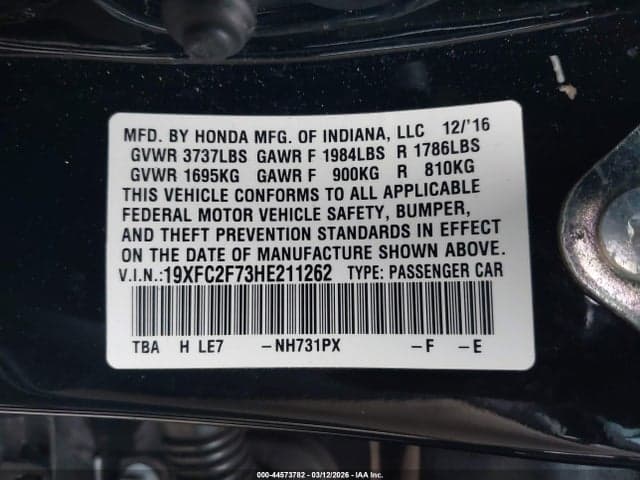 2017 HONDA CIVIC EX 9