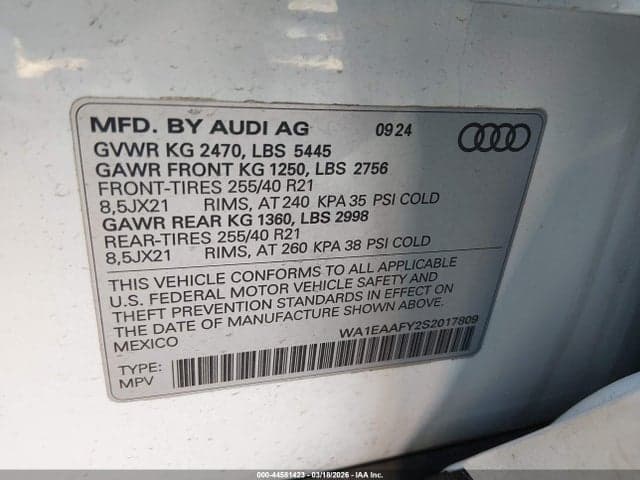 2025 AUDI Q5 PREMIUM PLUS 45 TFSI S LINE QUATTRO S TRONIC 9