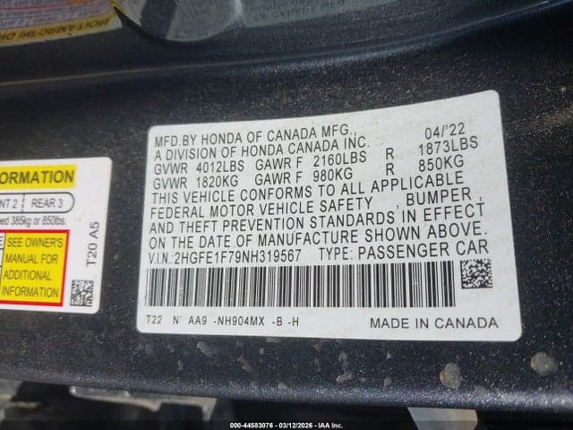 2022 HONDA CIVIC EX 9