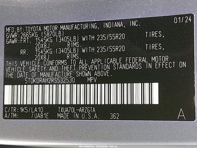 2024 TOYOTA HIGHLANDER PLATINUM 9