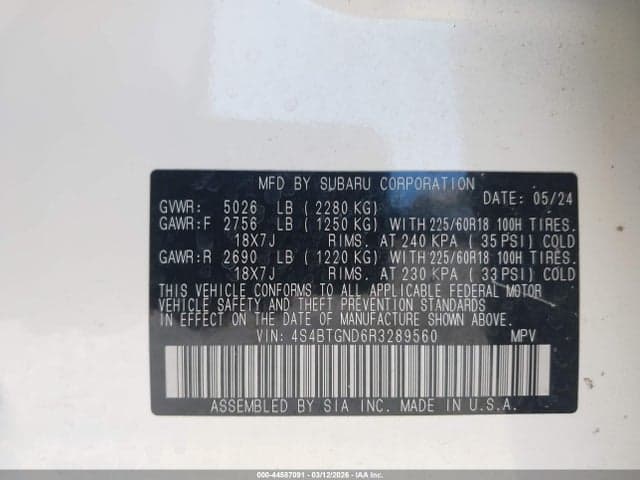 2024 SUBARU OUTBACK LIMITED XT 9