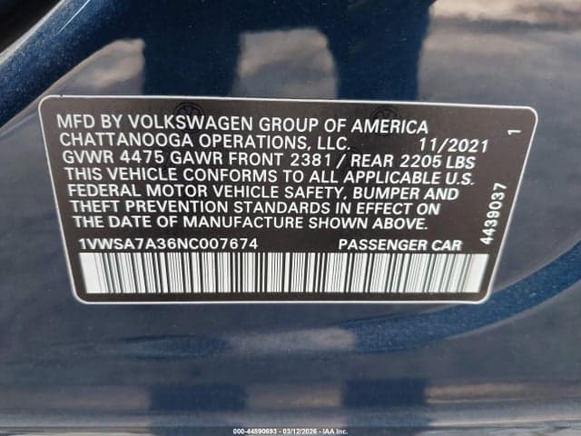 2022 VOLKSWAGEN PASSAT 2.0T SE 9