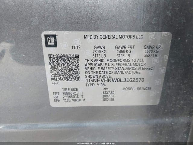 2020 CHEVROLET TRAVERSE AWD LT LEATHER 9
