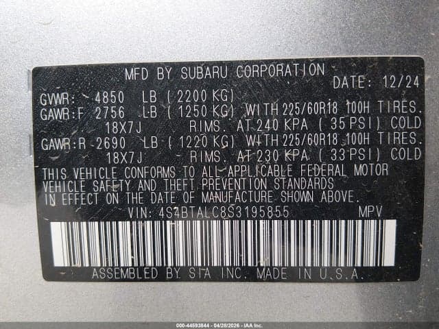 2025 SUBARU OUTBACK ONYX EDITION 9