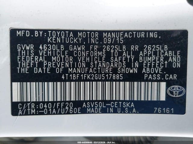 2016 TOYOTA CAMRY SE 9