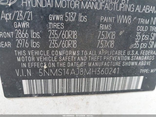 2021 HYUNDAI SANTA FE SE 9