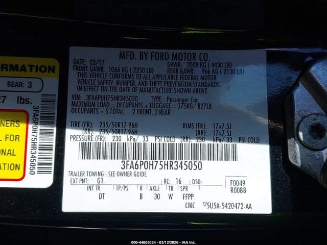 2017 FORD FUSION SE 9