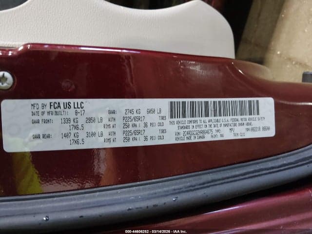 2017 DODGE GRAND CARAVAN SXT 9