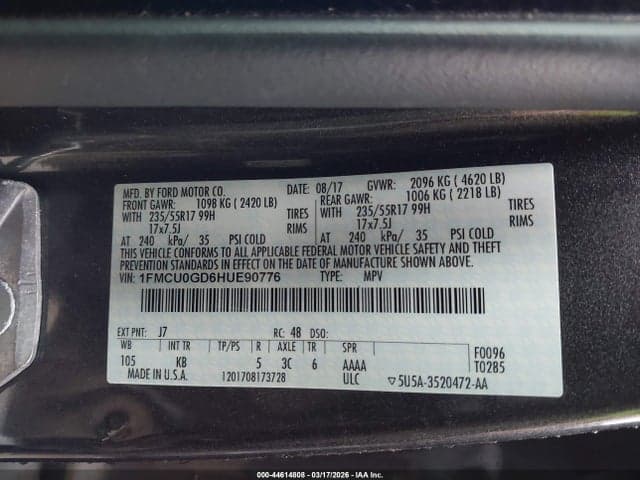 2017 FORD ESCAPE SE 9