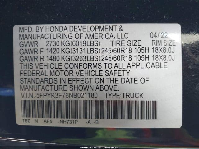 2022 HONDA RIDGELINE RTL-E 9