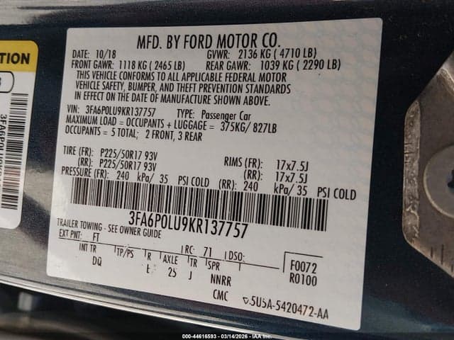 2019 FORD FUSION HYBRID SE 9