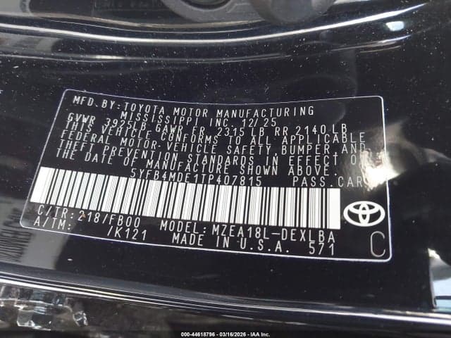 2026 TOYOTA COROLLA LE 9