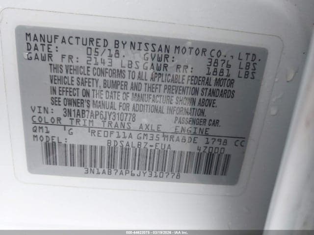 2018 NISSAN SENTRA S 9