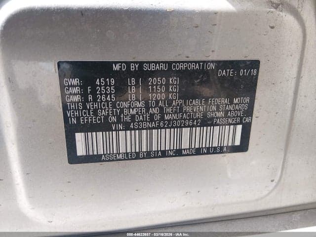 2018 SUBARU LEGACY 2.5I PREMIUM 9