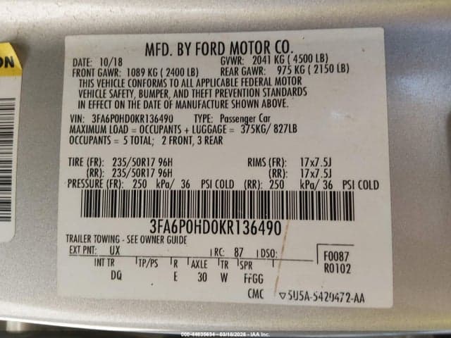 2019 FORD FUSION SE 9