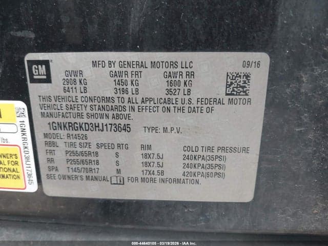 2017 CHEVROLET TRAVERSE 1LT 9