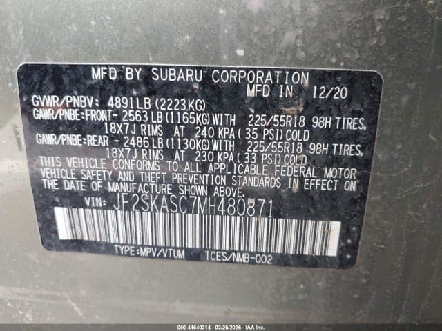 2021 SUBARU FORESTER LIMITED 9