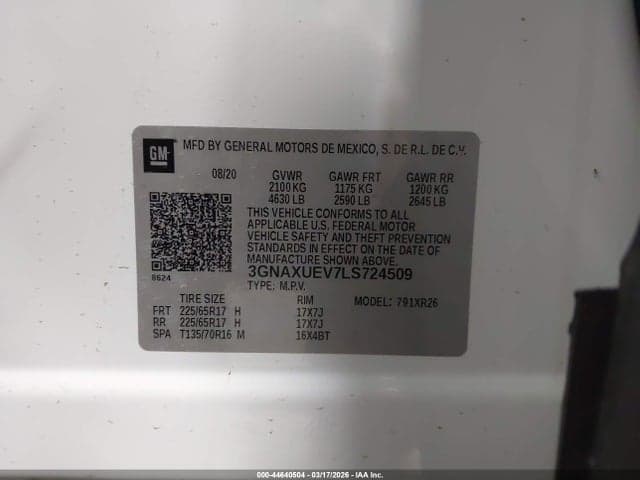 2020 CHEVROLET EQUINOX AWD LT 1.5L TURBO 9