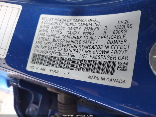 2021 HONDA CIVIC SPORT 9