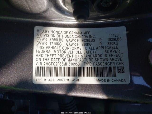 2021 HONDA CIVIC SPORT 9