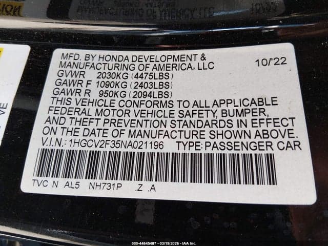 2022 HONDA ACCORD SPORT 2.0T 9