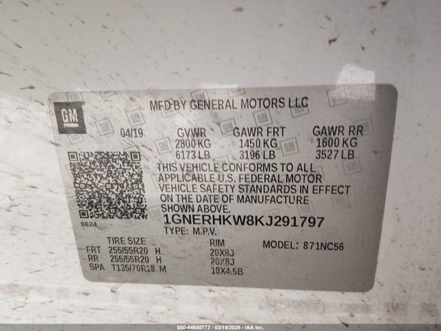 2019 CHEVROLET TRAVERSE 3LT 9