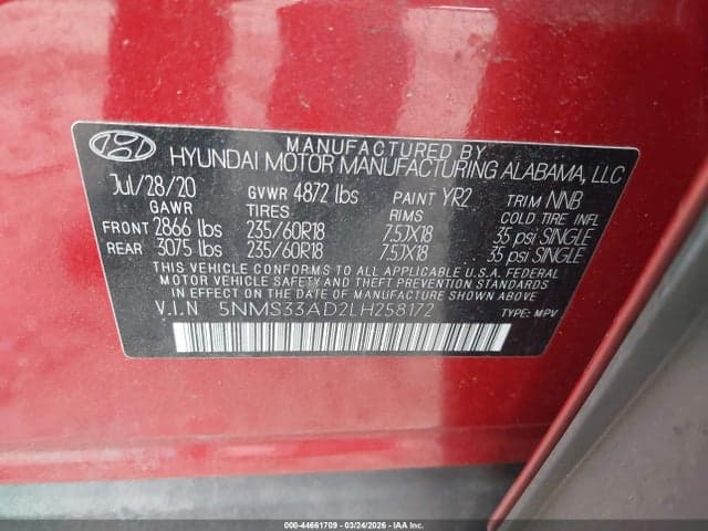 2020 HYUNDAI SANTA FE SEL 9