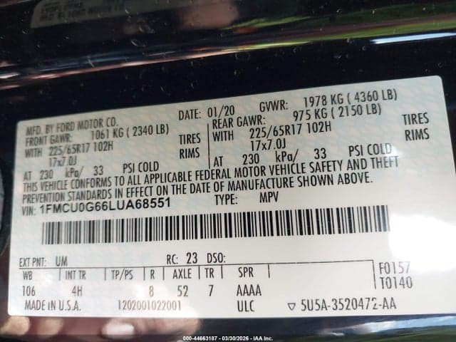 2020 FORD ESCAPE SE 9