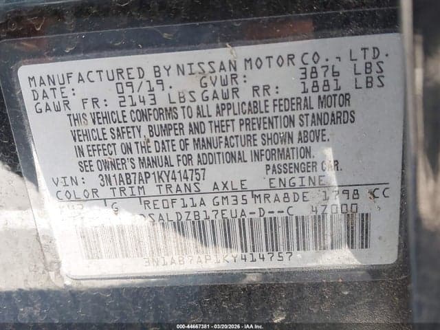 2019 NISSAN SENTRA SV 9