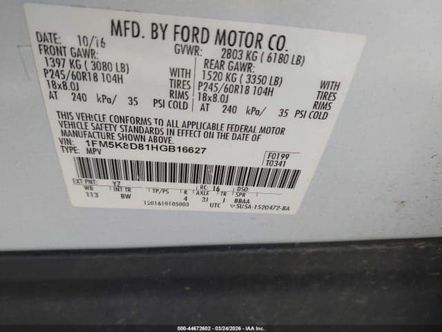2017 FORD EXPLORER XLT 9