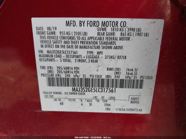 2020 FORD ECOSPORT SE 9