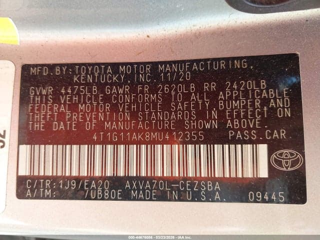 2021 TOYOTA CAMRY SE 9