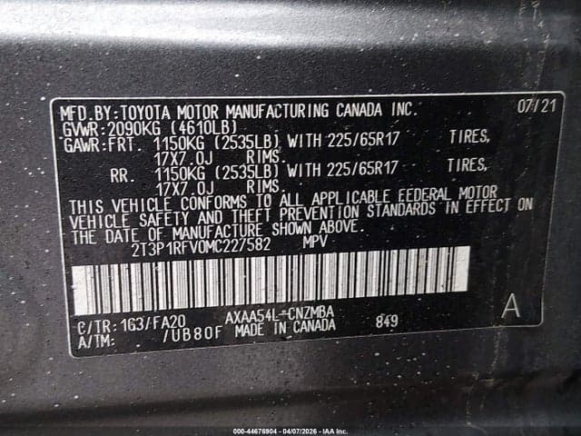 2021 TOYOTA RAV4 XLE 9