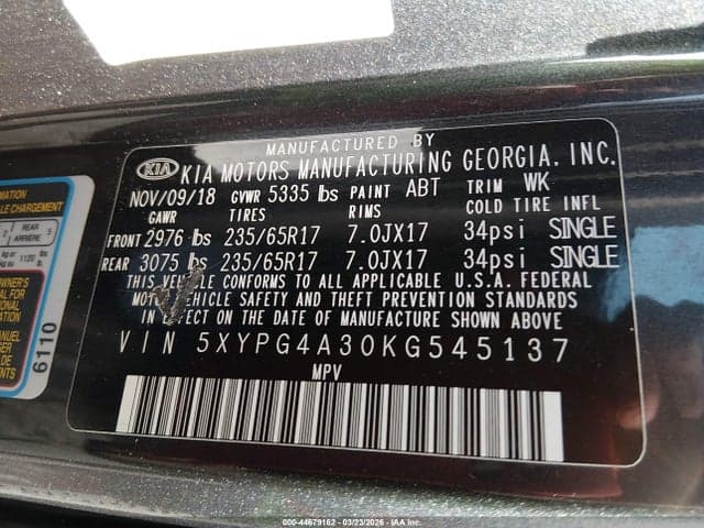 2019 KIA SORENTO 2.4L LX 9