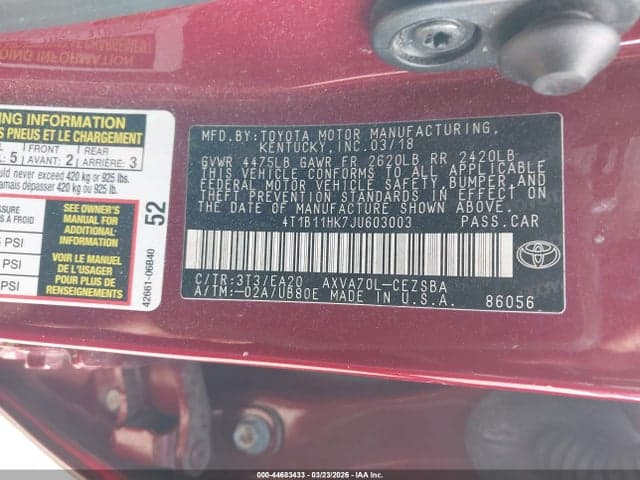 2018 TOYOTA CAMRY SE 9