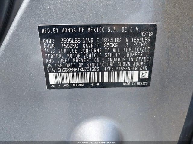 2019 HONDA FIT EX 9