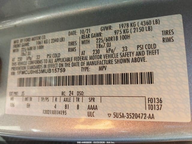 2021 FORD ESCAPE SEL 9