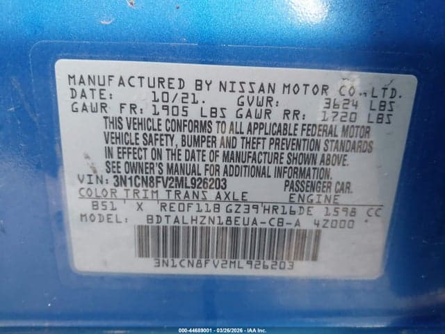 2021 NISSAN VERSA SR XTRONIC CVT 9