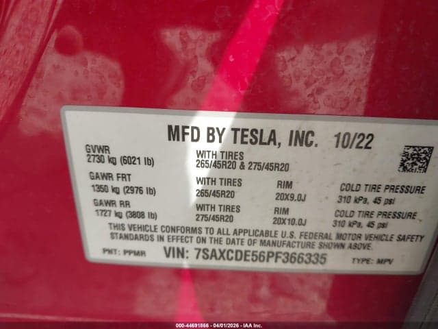 2023 TESLA MODEL X DUAL MOTOR ALL-WHEEL DRIVE/STANDARD RANGE 9