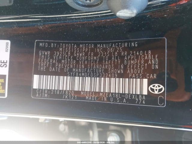 2025 TOYOTA COROLLA LE 9