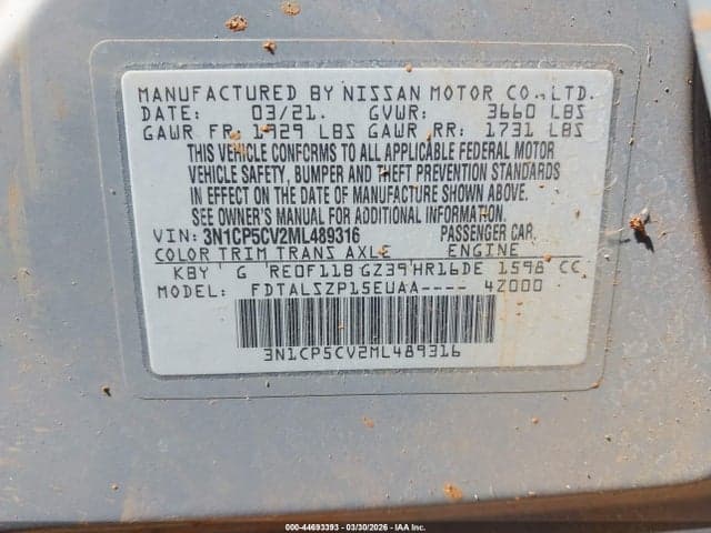 2021 NISSAN KICKS SV XTRONIC CVT 9