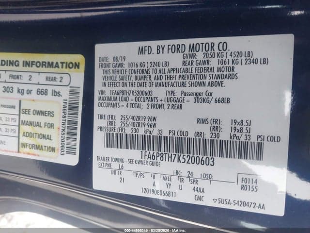 2019 FORD MUSTANG ECOBOOST 9