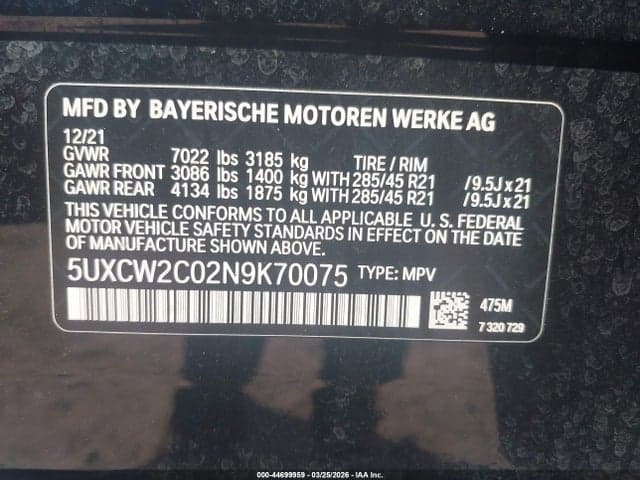 2022 BMW X7 XDRIVE40I 9