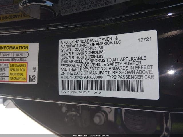 2022 HONDA ACCORD TOURING 9