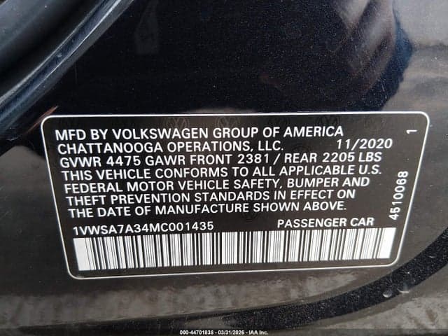 2021 VOLKSWAGEN PASSAT 2.0T SE 9