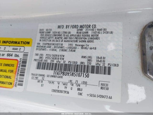 2022 FORD MUSTANG ECOBOOST PREMIUM 9