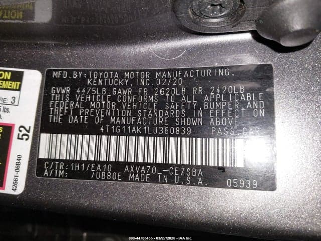 2020 TOYOTA CAMRY SE 9