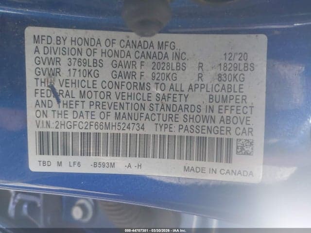2021 HONDA CIVIC LX 9