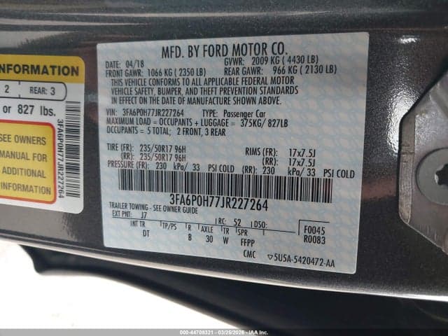 2018 FORD FUSION SE 9