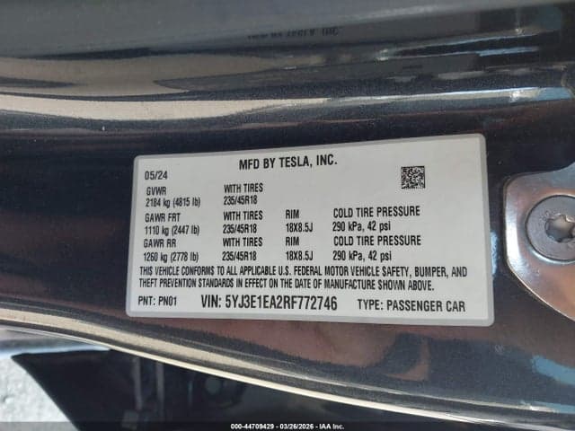 2024 TESLA MODEL 3 LONG RANGE DUAL MOTOR ALL-WHEEL DRIVE/REAR-WHEEL DRIVE 9